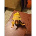Vintage Gnome Dwarf Figurine Beard Yellow Hat Blue Overalls Storybook Toy