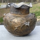 Antique Victorian Cast Spelter Pot Metal Vase Urn Art Nouveau Bronzed Finish