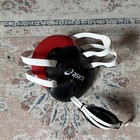 Custome Asics Wrestling Open Face Headgear Ear Guard Red black white Chin Strap