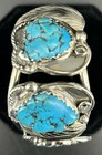 Vintage Navajo - Three Stone Bisbee Blue Turquoise - Sterling Silver Bracelet