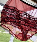 Vtg Panties Nylon Lace Ruffle Sheer Rumba Granny Rare Nylon Gusset Seamprufe 32   