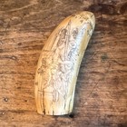 Scrimshaw Resin Whale Tooth Replica Napoleon Ship Cannon Scene Nautical Decor