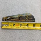 Vintage Hand Painted Saw Blade Magnet Hand Crafted Cabin Scene Rustic Folk Art