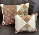Vintage Set Of 2 Handmade Crazy Quilt Throw Pillow Patchwork With Floral Print 