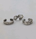 3 Vtg Sterling Silver Butterflies Openwork Flowers Rope Swirls 925 Toe Rings Adj