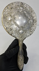 Vintage Ornate Silver Tone Vanity Set Hand Mirror Hair Brush Comb 3 Piece Heavy