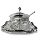New Antique Style Jam Jar Sugar Bowl With Spoon   Tray Set