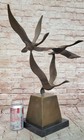 Flying Bronze Brown Patina Duck Statue Sculpture Ducks Bird Metal Yard Art Deal