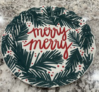 Coton Colors Vintage Christmas Circle Platter Wavy Edge Pine Trees And Berries