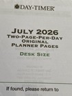 Day-timer Desk 7 Ring Classic Two-page-per-day Original Planner Pages  July 2026