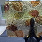 Pier One Amber Autumn Fall Leaves Tray Fused Glass Dish Fall Decor 14   x9   x1   