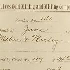 1905 St  Ives Gold Mining Milling Co  Goldfield Nv John S  Cook Check Supplies