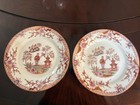 Pair Antique Imperial Russian Porcelain Plates Kornilov Brothers 1861-1884