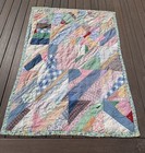 Vintage Crazy Quilt Grandma Core Floral Pastel Hand Tied Aged Cottage 58 X 74   