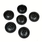 Vintage Black Leather Buttons - Genuine Textured Buttons - Set Of 6