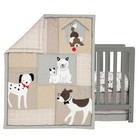 Lambs   Ivy Bow Wow Gray tan Dog puppy Nursery 3-piece Baby Crib Bedding Set