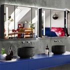 48x28in Mirrored Bathroom Medicine Cabinet With Led Lights Wall Mounted Cabinet