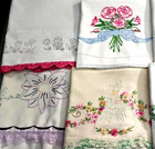 Lot Of 8 Vintage Embroidered Pillowcases