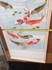 Chinese Nine Koi Fish Feng Shui Fortunate Painting Rattan 33x12 5in Wall Scroll 
