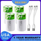 4x Usb D Size Lithium Rechargeable Batteries 1 5v 12000mah W  Fast Type C Cable