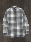 Chaps Performance Mens Grey Plaid Cotton Button Down Flannel Shirt Size M Pocket