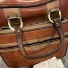 Scovill Vintage Brown Leather Bowling Bag With Carry Handle  Zip Closure