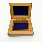 Indian Inlaid Carved Wooden Jewelry Box Hinged Vintage Small