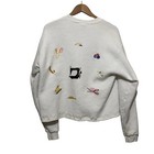 Vintage Cardigan Seamstress Embroidered Size Medium Sewing Thread Needle Cottage