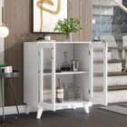 Modern Living Room Cabinet Storage Organizer With 2 Glass Doors And Adjustable S
