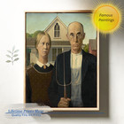 American Gothic By Grant Wood   Framed Wrap Giclee Canvas Print