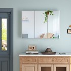 3-doors Bathroom Medicine Cabinet Frameless Wall Mounted Mirror Adjustable Shelf