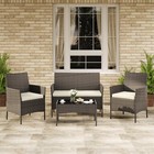 4-pieces Patio Furniture Set Outdoor Sectional Sofa Rattan Wicker Sofa W  Table