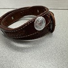 Kids Western Brown Leather Belt Size 30 Silverplated Concho Accents Cowboy Rodeo