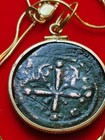 1078-1081 A d  Rare Byzantine Bronze Christ Cross Coin Pendant W Coa   Gift Box 