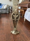 Antique Vintage Brass Folding Peacock Fan Fireplace Screen Victorian - Very Nice