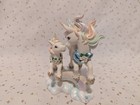 Rainbow Dreams Unicorns Figurine  flying Lesson  Hamilton Collection Vtg Pegasus
