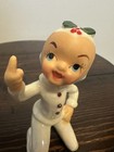 Vintage Kreiss Christmas Pixie Elf Pointing Rhinestones Pearlized Figurine