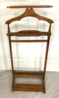 Antique Walnut Wood Gentleman s Butler Valet Floor Stand Suit Hanger 42  Rack
