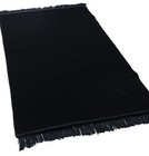 Modefa Turkish Islamic Plush Velvet Prayer Rug   Solid Simple Janamaz - Black