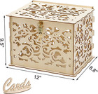 Wooden Wedding Card Box With Lock And Card Sign  Large Rustic Wood Hollow New