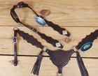 Plain Leather Western Headstall And Breast Collar Set- Handmade Horse Tack Set