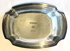 Small Vintage Sterling Silver Pin ring Tray Monogram R  Ridged Lip