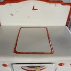 Vtg 1950 s Metal Toy Stove Wolverine Kitchen Mcm 11x11x6    Sturdy White Red Trim