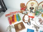 Large Lot Of 64 Vintage Junk Drawer Items Toys Buttons Pins Cocktail    