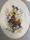Vintage Cross Stitch Butterfly Framed And Matted