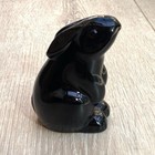 Vintage Baccarat Black Crystal Bunny Rabbit Glass Figurine Paperweight Signed