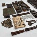 16 5lb Lot Of Antique Printing Press Parts - Dies Blocks Letters Logos   Numbers