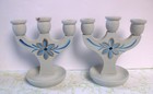 Vintage Wooden Candelabra Pair Made In Sweden Floral With 14 Small Candles Folk