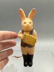 Antique Celluloid Rattle Easter Bunny Rabbit Musician Accordion