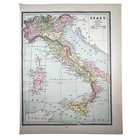 Italy Original 1886 Antique Color Map - Cram s Atlas